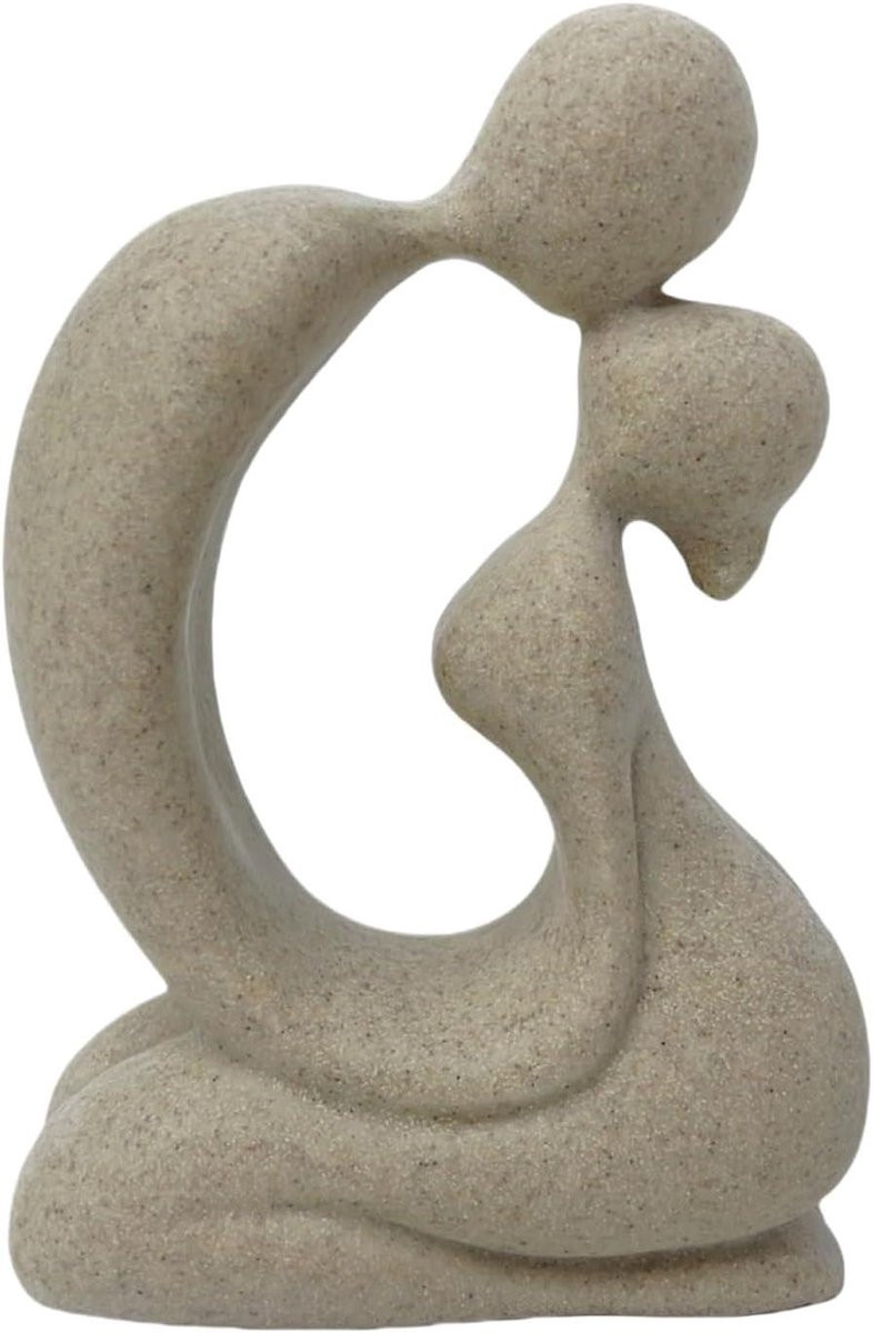 Scandinavisch Abstract Koppel Sculptuur Liefde Bruiloft Beeldjes voor Tafeldecoratie - Hoogte: 21,5 cm