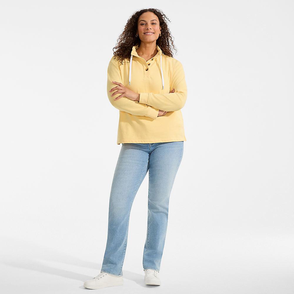 Pullover SERIOUS SWEATS mit Knopfleiste für Damen in Plus-Größe, Damen, size: plus, Gelb, Baumwoll-Mischung/Polyester-Mischung, by Lands' End
