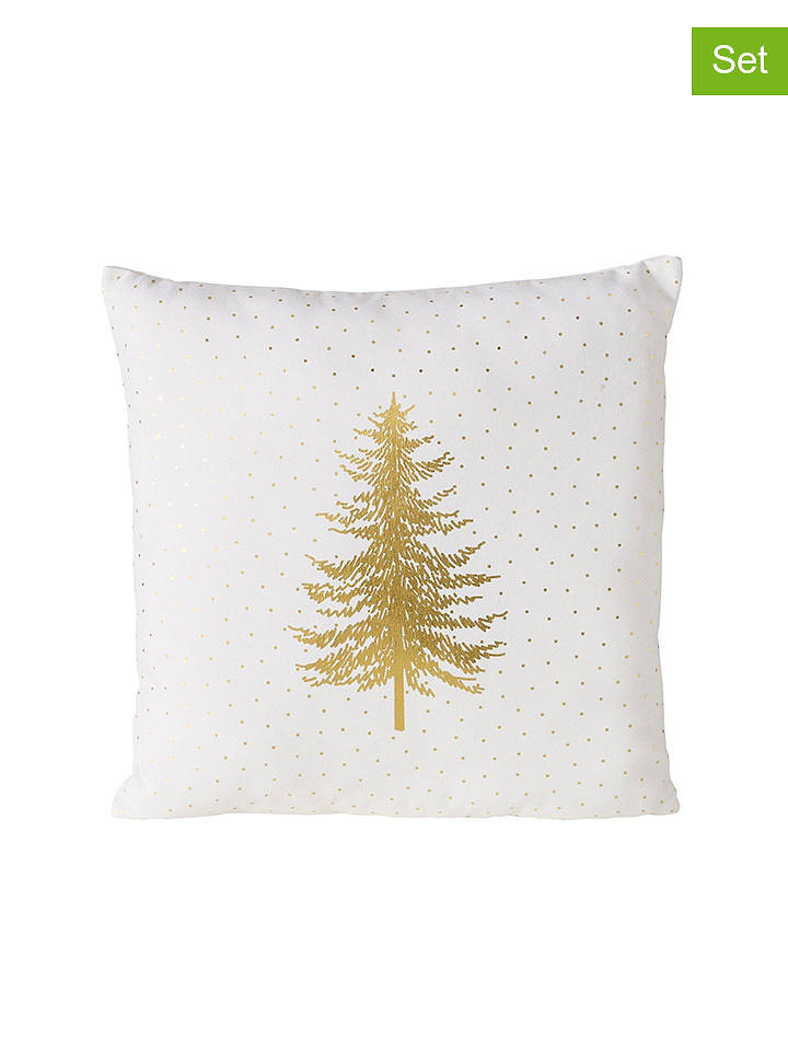 Boltze 2er-Set: Kissen "Platina" in Weiß - (L)45 x (B)45 cm - onesize