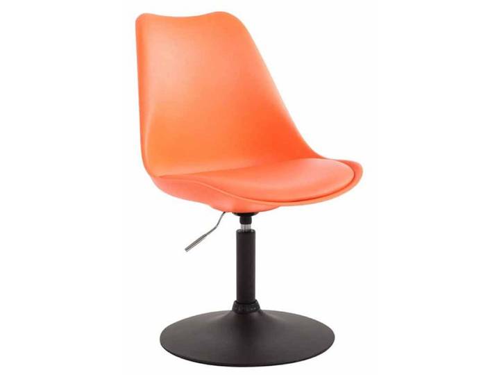 Chaise de salle a manger x1 pivotante hauteur reglable en plastique orange et pied trompette en metal chrome 10_0003764