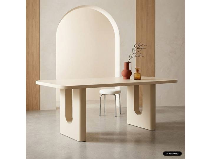 Table à manger finition mat 8 places crème