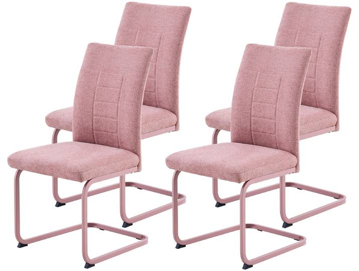 Freischwinger HELA AUGUSTA , apricot, apricot, apricot, B:48cm H:98cm T:61,5cm, Metall, Polyester, Stoff, Stühle, Freischwinger, XL-Sitzbreite, Wellenfederung, 140kg belastbar, Gestell angepasst