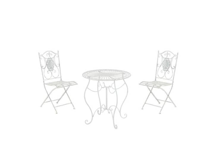 Ensemble de jardin - CLP - Aldeano - Fer - Blanc antique - Table et chaises pliables