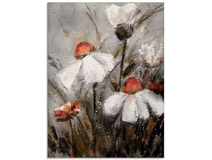 Glasbild ARTLAND Margeriten I , grau (farbe bild(er): grau), B:45cm H:60cm, Bilder, Glasbild, in verschiedenen Grössen