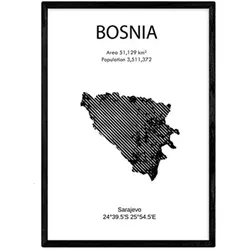 POSTER Länder & Kontinente Bosnien A4 Rahmenlos