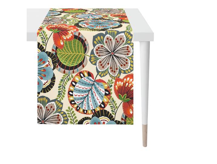 Tischläufer APELT 7408 , bunt (natur, bunt), B:48cm L:140cm, Obermaterial: 60% Polyester, 40% Baumwolle, Tischdecken, Tischläufer, grosszügig gestaltetes Jacquard all over in Gobelin-Technik gewebt
