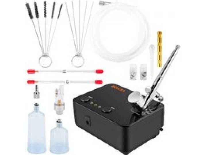 VEVOR Dual Action Airbrush Set mit Lackierpistole, 30 psi ± 15 % Luftkompressor 230 V Airbrushpistole Set für Make-up, Maniküre, Tätowierung, Malerei-Design, Kunsthandwerk, Lebensmitteldekoration