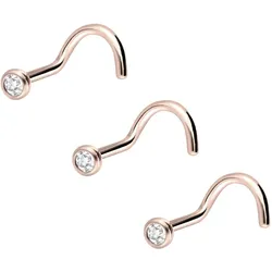 3er Set Titan Nasenstecker Spirale KRISTALL