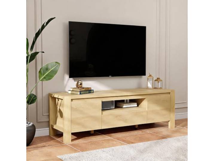 GarveeHome TV-Schrank Aus Holz – Wohnzimmermöbel, Media-Konsole, TV-Aufbewahrung, Moderner TV-Schrank Und Rustikaler TV-Ständer