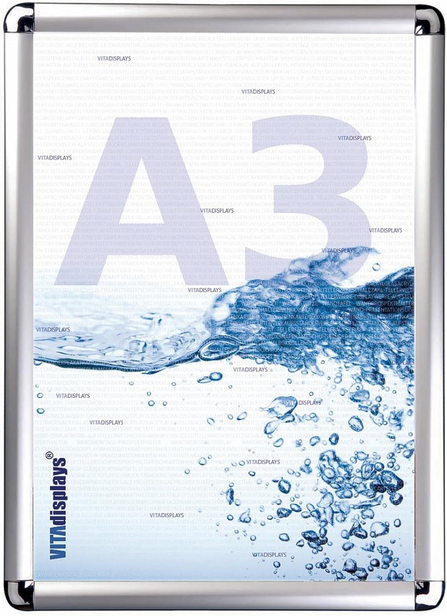 Zilveren Aluminium Vouwlijst DIN A3 met Anti-Reflex Beschermfolie
