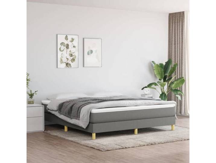 Cadre de lit double-Lit adulte contemporain-sans matelas-gris foncé 180x200 cm tissu BDMF00242728691