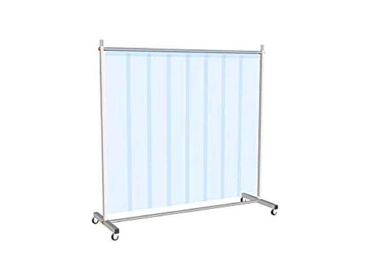 Mobile, fahrbare Profi Schutzstellwand 1-teilig B210 x H210cm, mit Lamellen, Staub-, Schmutz- & Spritzschutz, für Werkstatt, Gewerbe, Baustelle