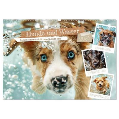 Hunde und Wasser (Wandkalender 2027 DIN A2 quer), CALVENDO Monatskalender