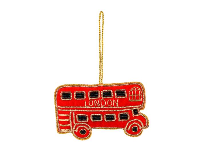 Weihnachtsanhänger ''London Bus'', rot und goldfarben