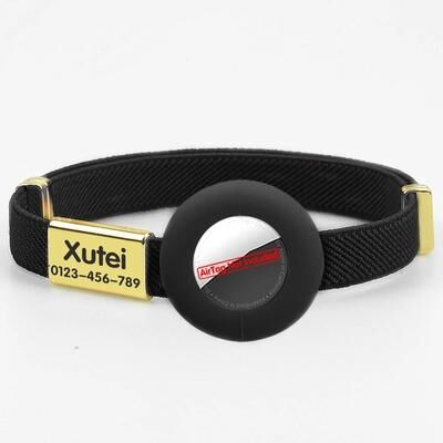 Uplift Treasures Personalized Breakaway Cat Collar With AirTag Holder black