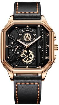 USA Free Shipping Shop Prestige Men Square Watch With Big Dial & Leather Strap c
