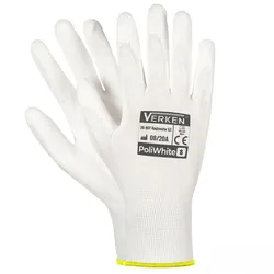 12 Paar Montagehandschuhe Arbeitshandschuhe Polyester Polyurethan M-8 weiss