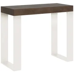 Itamoby Ausziehbare Konsole 90x40/196 cm Tecno Small Walnussweißer Rahmen