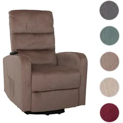 Fernsehsessel HWC-K62, Sessel Relaxsessel TV-Sessel, Liegefunktion Aufstehhilfe elektrisch, Metall Chenille ~ braun