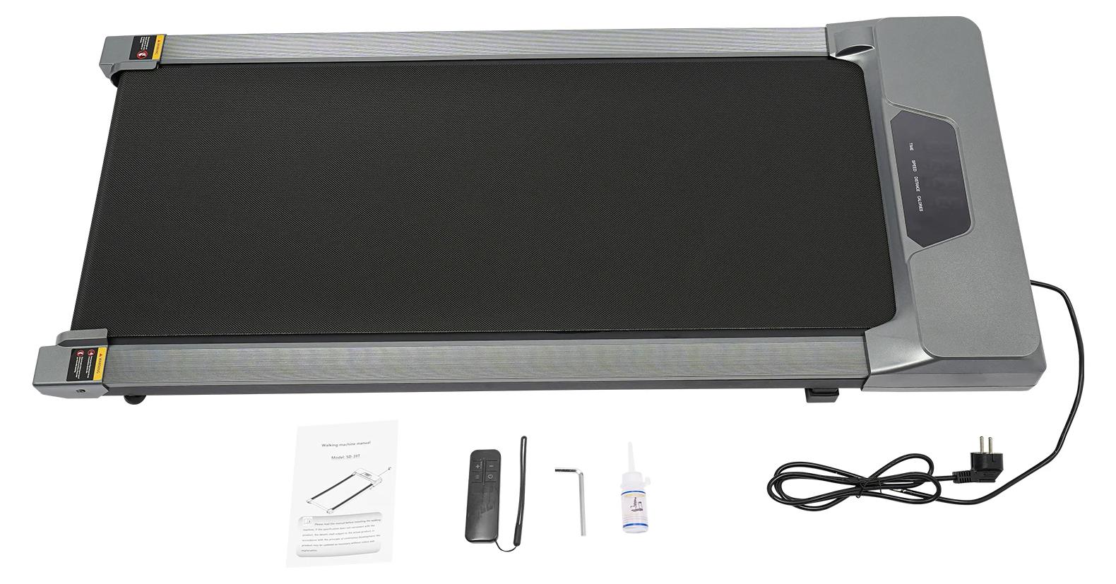 Elektrisches Laufband - Unter-Schreibtisch-Laufband - 0,75-PS-Kupfermotor - Fernbedienung - Leiser Betrieb - Maximale Belastung 100 kg - Silber