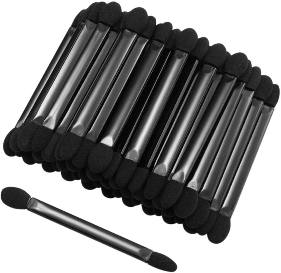INF Doppelseitige Schaum-Lidschatten-Applikatoren – Weiche Dual-Schwammspitzen, Schwarze Griffe, 50er-Pack, 8.5cm ergonomische