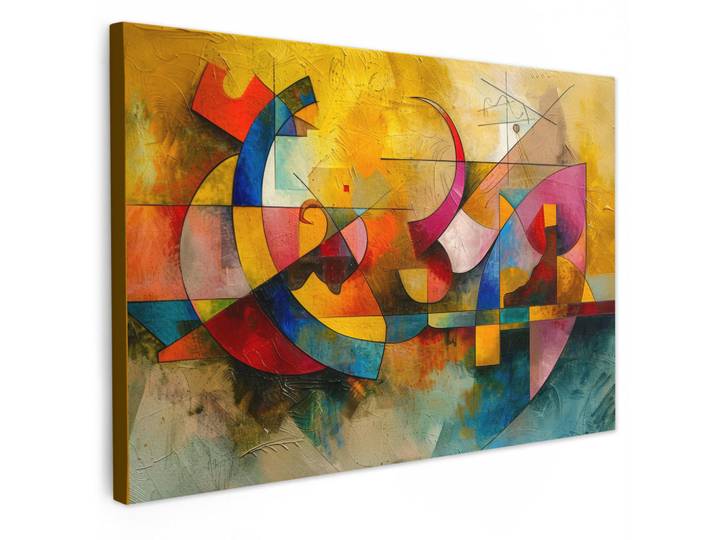 MuchoWow Leinwandbild - Kunst - Abstrakt - Modern - 120x80 - Kunstdruck, Gelb, Textil, Kiefer, Rechteckig, 120x80 cm, gerahmt, Bilder & Rahmen, Bilder, Wandbilder