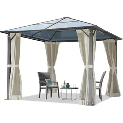 TOOLPORT Hardtop Gartenpavillon Moonlight Deluxe, inkl. 4 Seitenteile 3x3.65 m Crème