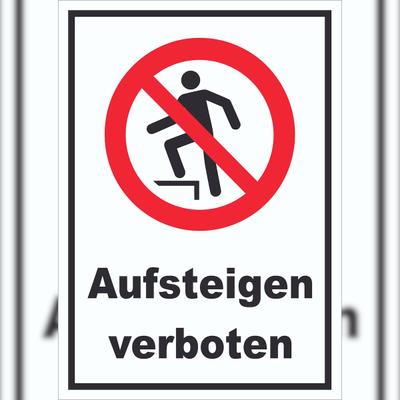 HB-Druck Aufsteigen verboten Schild A2 Rückseite selbstklebend