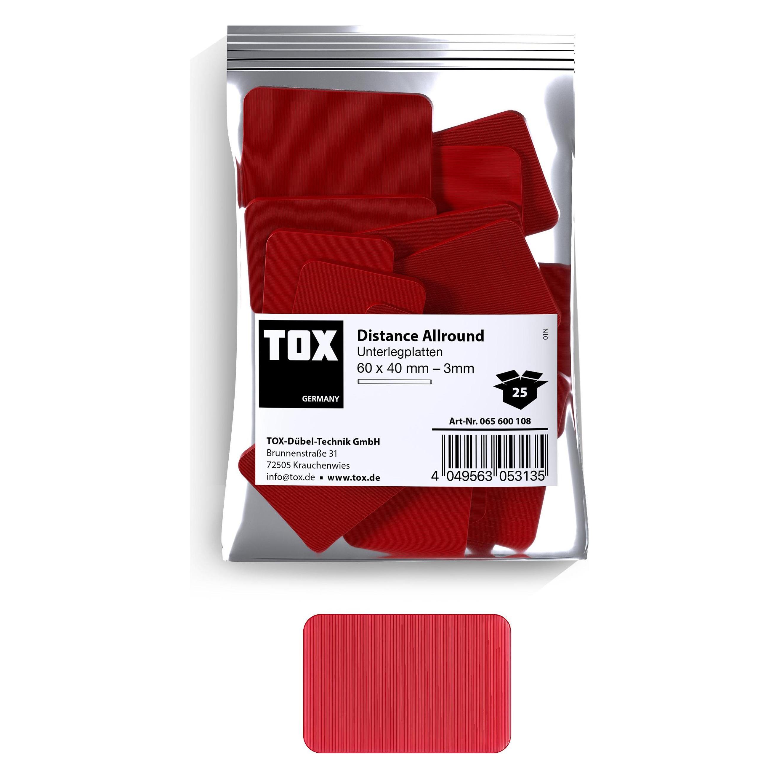 Tox Unterlegplatten 60x40 mm Distance Allround 3 mm (25 Stk.) (25 Stk.) (065600108)