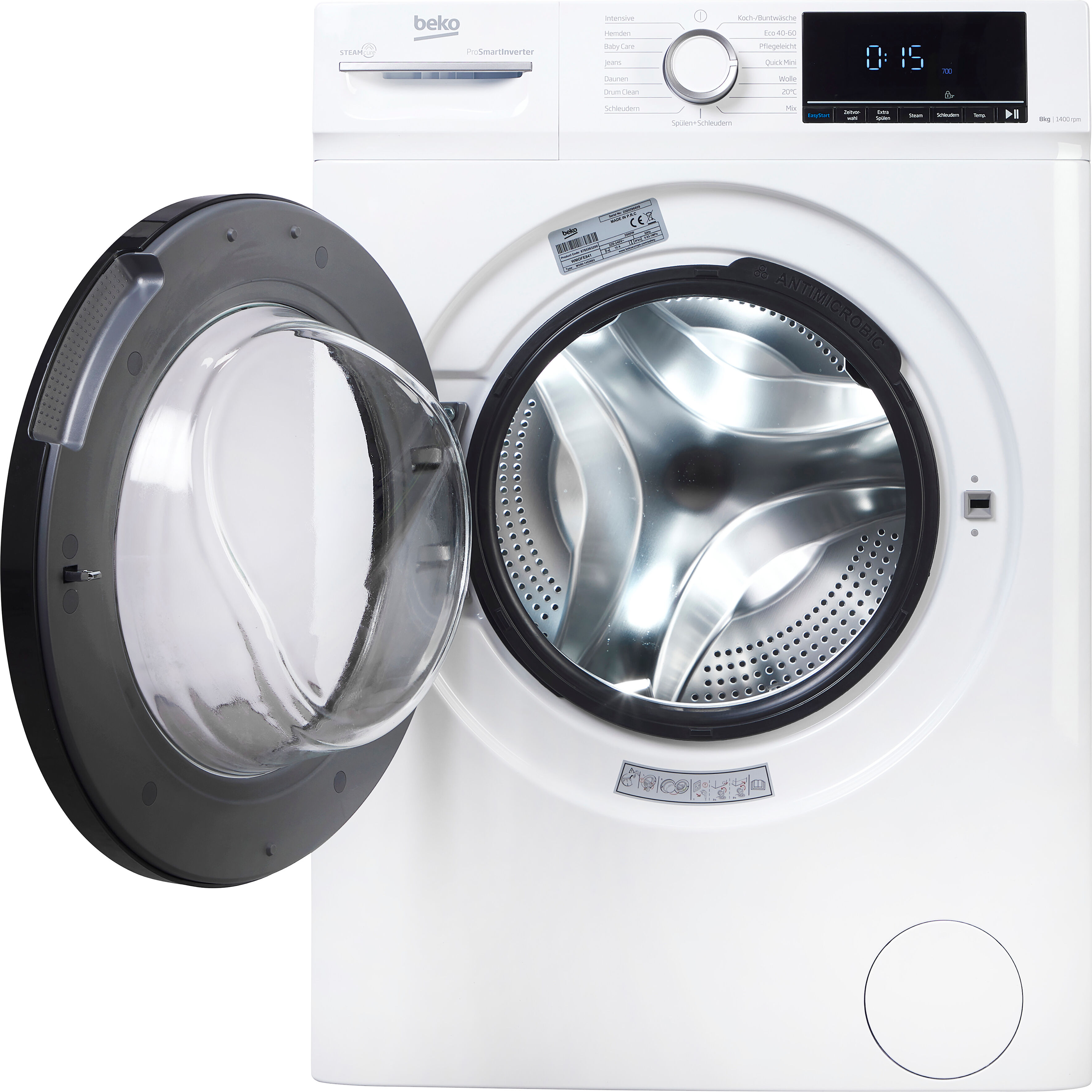Beko Waschmaschine "WMOFE841", Energieeffizienz: A, weiß, B:60cm H:84,7cm T:52cm, Waschmaschinen, SteamCure-Dampffunktion für schonende Pflege und Frische, Waschmaschine