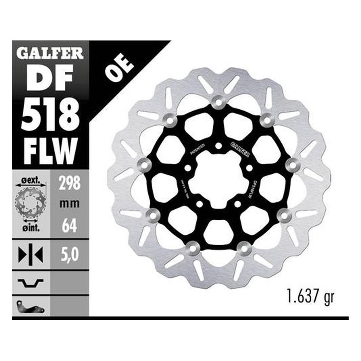 Galfer Bike Galfer Vorderbremsscheibe Für Indian Motorcycle (298x64x5) Schwimmend (Siehe Beschreibung) (298 mm) (DF518FLW)