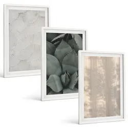 BILDER SET 3er Set - 40x60 cm Weißer Rahmen - Sommerliche tropische Texturen