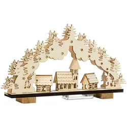 Gravidus LED Lichterbogen Leuchtbogen Schwibbogen Weihnachten Kirche Dorf Holz