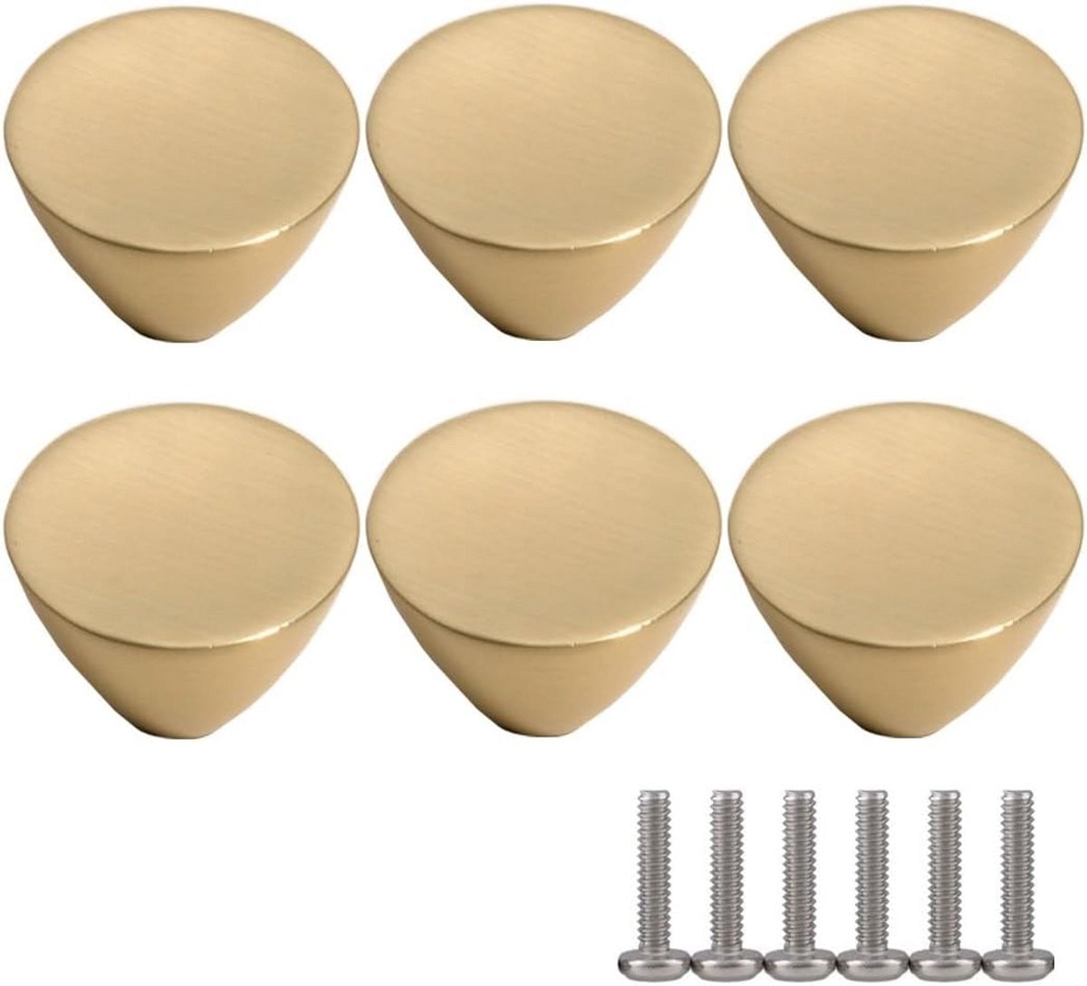 6x Ronde Meubelknoppen 30mm Zinklegering - Gouden Kastgrepen voor Lades en Deuren