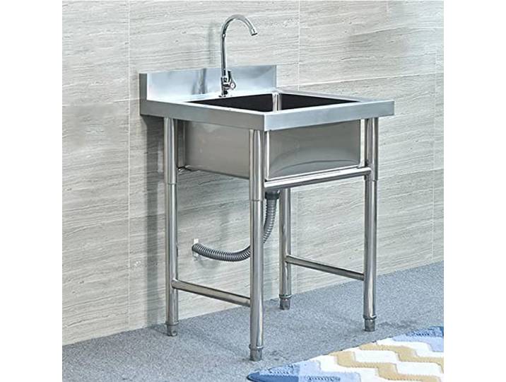 Freistehende Ausgussbecken Küchenspüle 304 Edelstahl-Waschbecken Freistehendes Einzelbecken-Spülbecken für die Wäscherei im Hinterhof