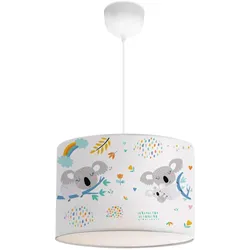 Lux.Pro, Pendelleuchte, Kinder Hängeleuchte Rugby Weiss mit Koala-Motiv (E27)