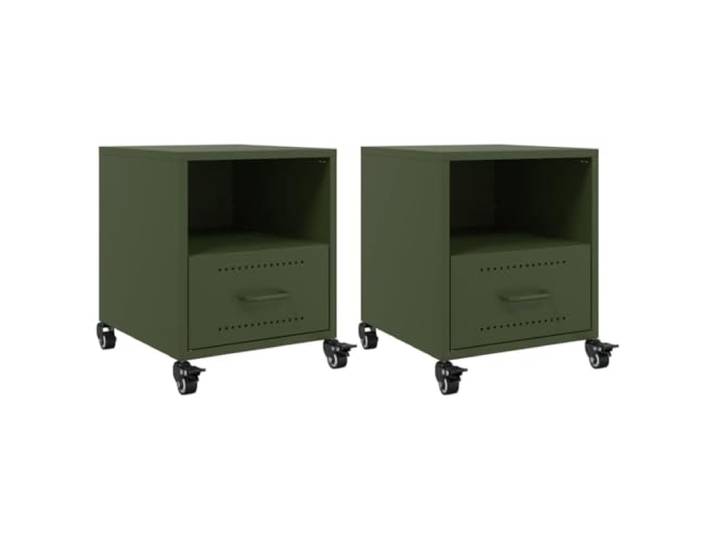 Heofavd Nachttisch 2er Set Olivgrün 36x39x43,5 cm Metall Beistelltisch