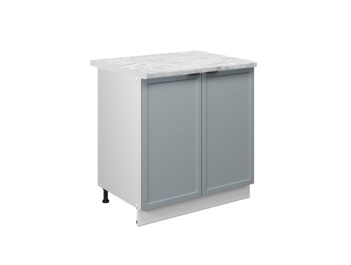 Vicco Unterschrank Fame-Line, Hellblau-grau/Weiß, 80 cm Arbeitsplatte Marmor (1-St)
