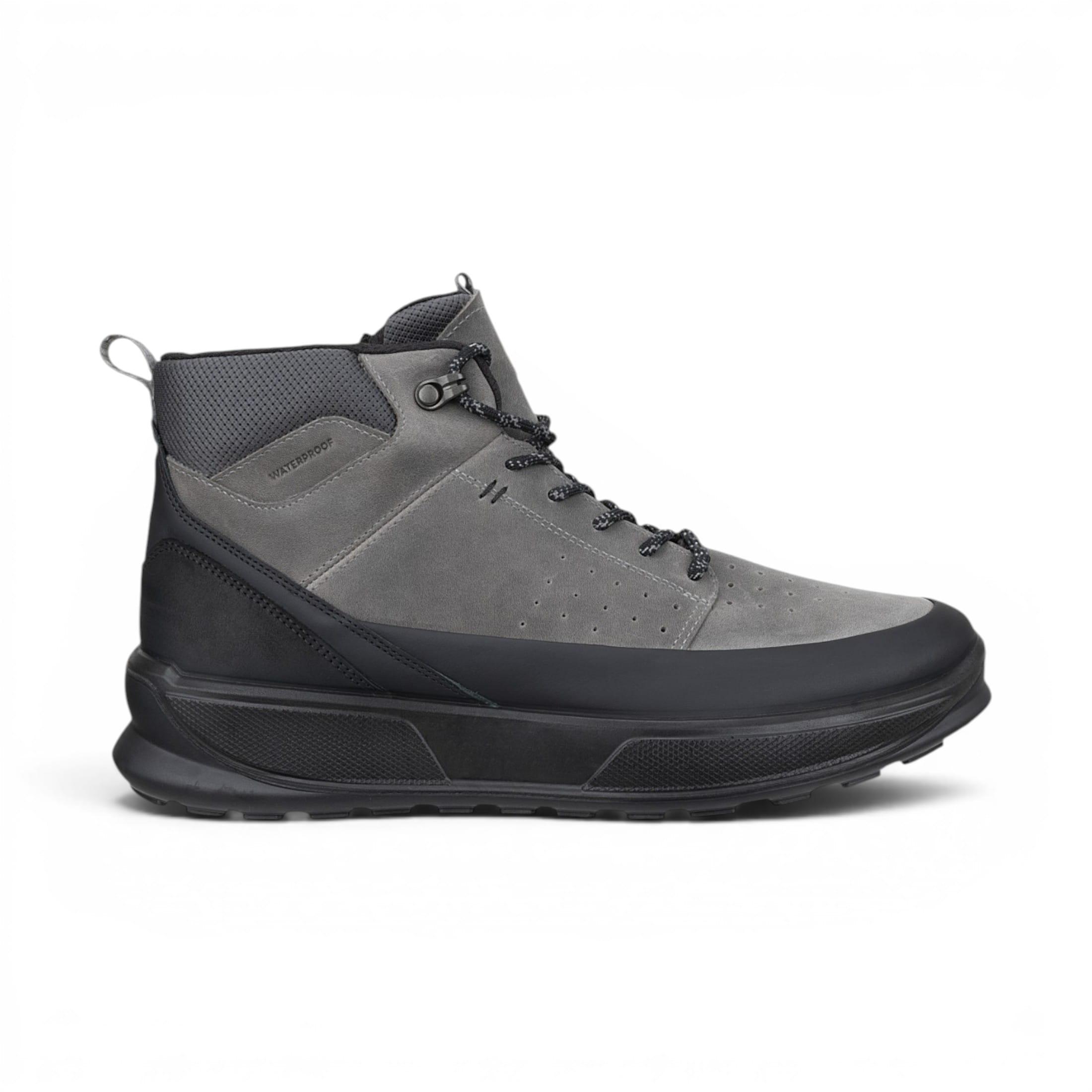 Ecco Herren wasserdichte schwarze graue Leder-Outdoor-Wanderstiefel – Byway 2.0