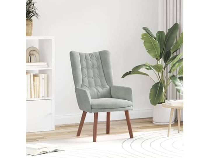 HEFZGDB Relaxsessel Hellgrau Samt Moderner Sessel mit Ergonomischem Design und Robustem Holzrahmen für Wohnzimmer und Schlafzimmer