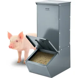 VEVOR Futtertrog Schweine, 2,2 Scheffel Fassungsvermögen, Futterspender mit Einzeltür, Futterbox aus robustem Stahl, Mehrzweck-Futtertrog zum Kriechen, Heuraufe für Vieh im Freien, Farmzubehör