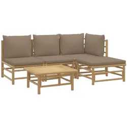 Helloshop26 - Gartenmöbelset Outdoor-Möbel 5-teilig mit taupefarbenen Bambuskissen 02_0016500
