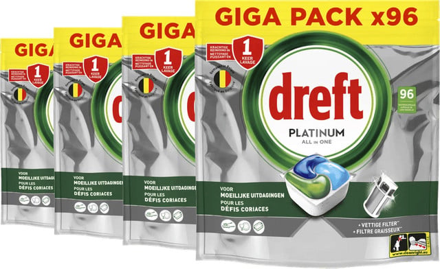 Dreft Vaatwastabletten Platinum All In One - 4-pack (264 stuks)