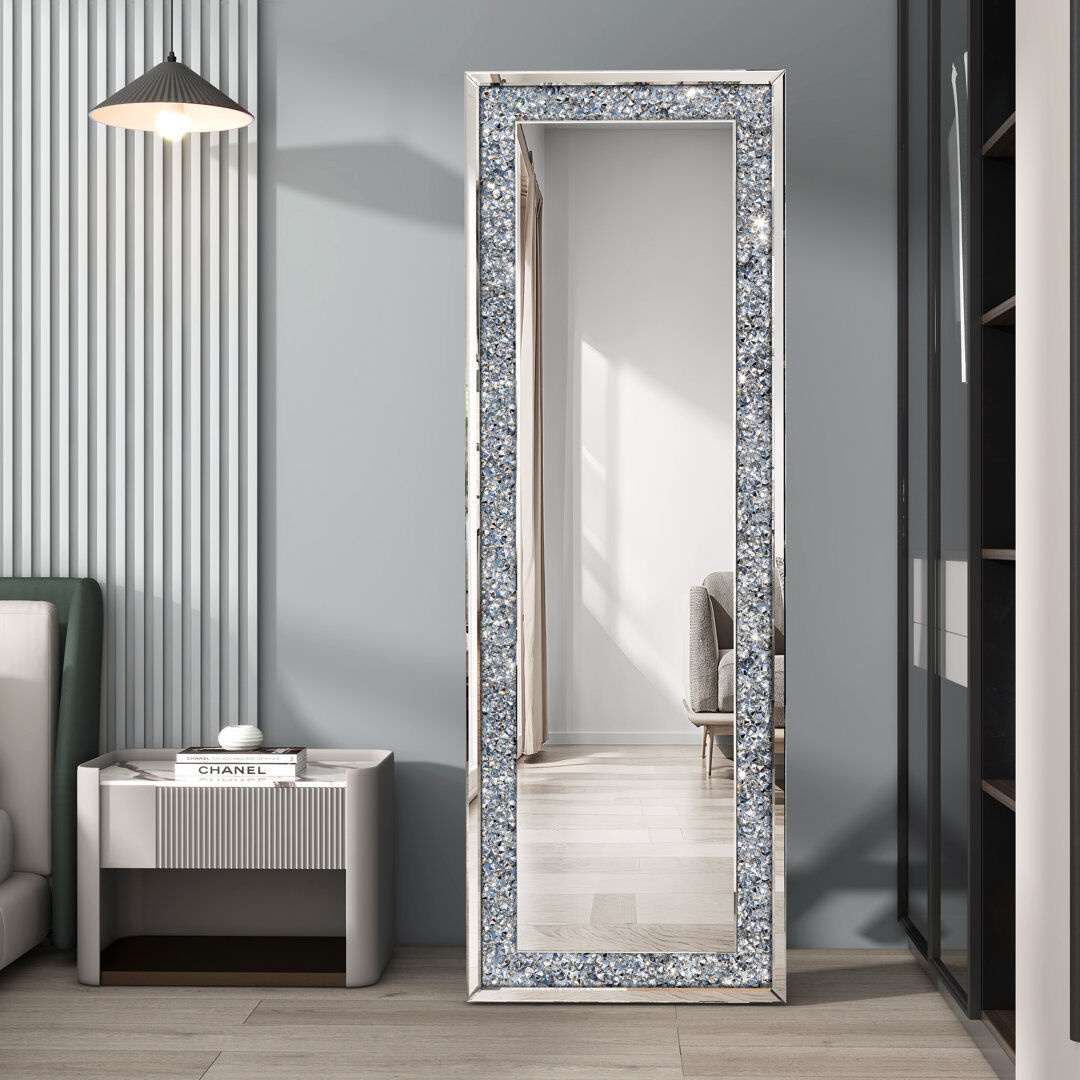Blue Elephant Shyfoy 55x160cm Full Length Mirror Silver Dressing Mirror Glass Flat Mirror Free Standing Silver 160cm H X 55cm W X 4.1cm D