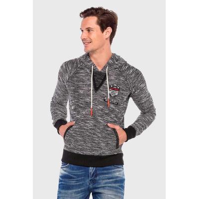 Kapuzenpullover CIPO & BAXX "Sweatshirt", Herren, Gr. M, grau (anthrazit), 100% Baumwolle, meliert, regular fit, Pullover Kapuzenpullover, mit melierten Design