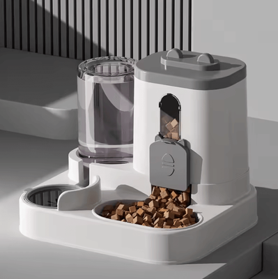 Inspire Curations AquaServe Automatic Pet Feeder & Water Fountain Station grey 25x23x20cm