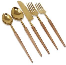 Vivience Service for 4 - 20 Pc Flatware Set with Wooden Pointy Handles