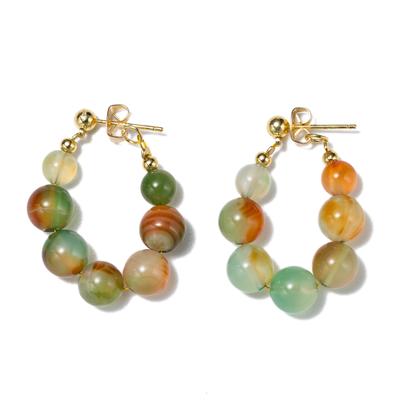 Paar Ohrstecker FIRETTI "Schmuck Geschenk Edelstahl Ohrschmuck Ohrringe Edelsteine", bunt (gelbgoldfarben, rot, grün, orange, orangerot, hellgrau, rot, grün, orange, orangerot, hellgrau), Ohrringe, Damen, 35mm, Edelstahl, Made in Germany - mit Achat