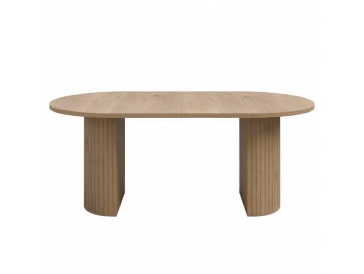 BEAUTY SOFA Esstisch Orion ausziehbar 100–188 cm, runder Esstisch mit 2 Einlegeplatten, oval ausziehbar, geriffelte Tischbeine, moderner Esszimmertisch für Küche und Wohnzimmer, Eiche Cremona