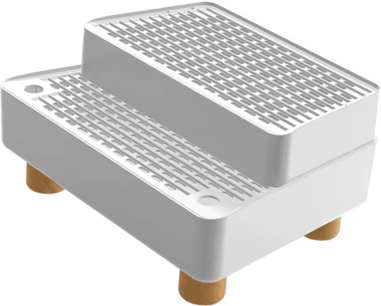 Inspire Curations CleanStep Double Layer Cat Litter Step Ramp white